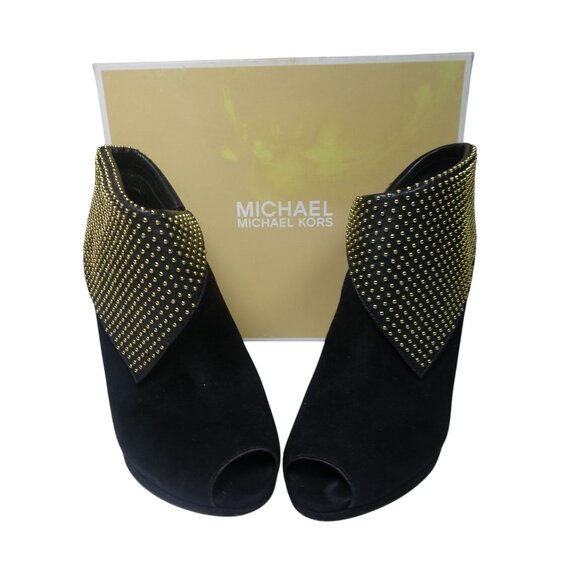 Michael Kors Women's Krista Open Toe Black Suede Heels Size‎ 8M - Picture 12 of 14